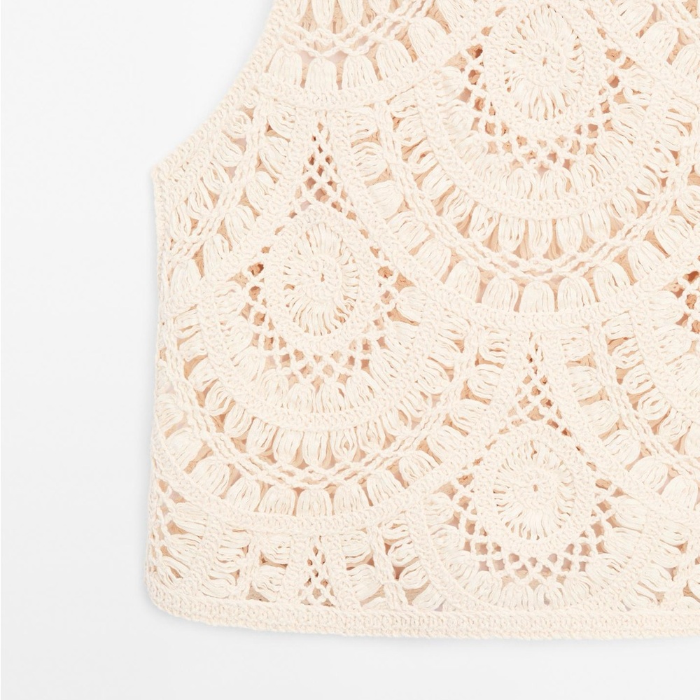 Massimo Dutti Cream Crochet Sleeveless Top NWT - Picture 7 of 10